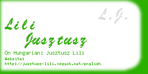 lili jusztusz business card